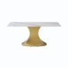 70.84" Modern Artificial Stone Panel Golden Stainless Steel Curved Legs, Can Accommodate 6-8 People - White / Gold - Image 4
