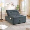4 In 1 Sofa Bed, Chair Bed, Multi-Function Folding Ottoman Bed With Storage Pocket And USB Port For Small Room Apartment, Living Room, Bedroom, Hallway - Deep Blue - Image 2
