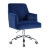 Trenerry - Velvet Office Chair - Blue / Chrome - Image 3