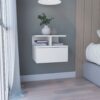 Floating Nightstand Wall Mounted With Single Drawer And 2 Tier Shelf - White - Image 9
