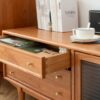 TV Cabinet With Chinese Changhong Glass Doors, Two Drawer Storage Space TV Standing - Cherry - Image 7