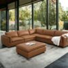 Brighton - Top Grain Leather 6 Pieces Modular Sectional With 1 Ottoman - Brown - Image 6
