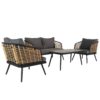 4 Pieces Patio Furniture Set, PE Rattan Wicker With Washable Cushion And Tempered Glass Tabletop, Conversation Furniture For Garden Poolside Balcony - Black / Natural - Image 10