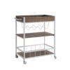 Rolling Kitchen Cart With Three Tier Storage And Four Wine Bottle Rack - Brown / White Metal - Image 3