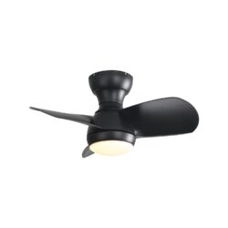 23" Bedroom Ceiling Fan With 3 Color Dimmable 3 ABS Blades Remote Control Dc Motor Black With 18W Led Light - Black