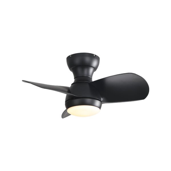 23" Bedroom Ceiling Fan With 3 Color Dimmable 3 ABS Blades Remote Control Dc Motor Black With 18W Led Light - Black