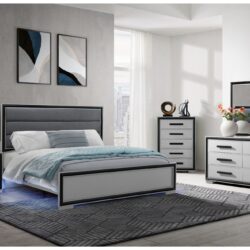 Adelaide - 5 Pieces King Bed With LED Set - Black