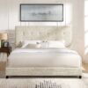 King Size Tufted Upholstered Platform Bed - Beige - Image 10