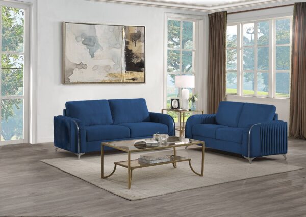 Wenona - Velvet 2 Pieces Living Room Set - Blue