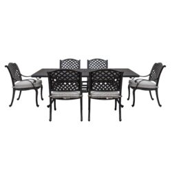 Stylish Outdoor 7 Piece Aluminum Dining Set With Cushion - Sandstorm