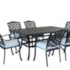 Aluminum 7 Piece Rectangular Dining Set With 6 Arm Chairs - Light Blue - Image 2