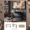 Danton - Aluminum Top Grain Leather Rectangular Writing Desk - Gold - Image 8
