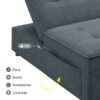 4 In 1 Sofa Bed, Chair Bed, Multi-Function Folding Ottoman Bed With Storage Pocket And USB Port For Small Room Apartment, Living Room, Bedroom, Hallway - Deep Blue - Image 11