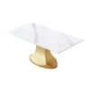 70.84" Modern Artificial Stone Panel Golden Stainless Steel Curved Legs, Can Accommodate 6-8 People - White / Gold - Image 3