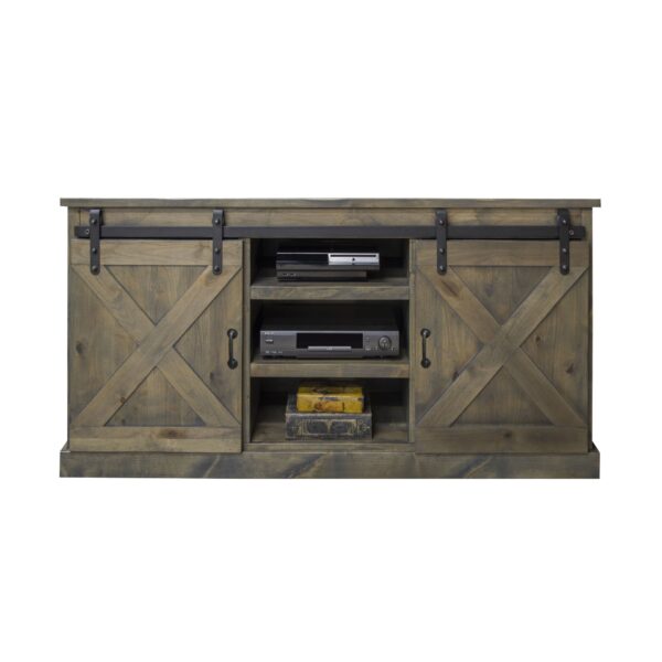 Farmhouse - Corner TV Stand For TVs Up To 80" - Barnwood