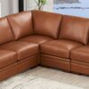 Dillon - Leather L-Shaped Sectional - Brown - Image 2