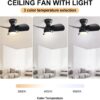 23" Bedroom Ceiling Fan With 3 Color Dimmable 3 ABS Blades Remote Control Dc Motor Black With 18W Led Light - Black - Image 5