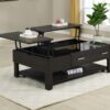 Bruno - Wooden Lift Top Coffee Table With Tempered Glass Top And Drawer - Ash Gray - Image 5