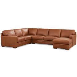 Dillon - Leather Right Chaise Sectional - Brown