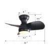 23" Bedroom Ceiling Fan With 3 Color Dimmable 3 ABS Blades Remote Control Dc Motor Black With 18W Led Light - Black - Image 8
