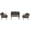 4 Pieces Patio Furniture Set, PE Rattan Wicker With Washable Cushion And Tempered Glass Tabletop, Conversation Furniture For Garden Poolside Balcony - Black / Natural - Image 8