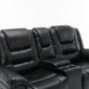 2 Seater Home Theater Recliner Manual Recliner Chair With A Storage Box And Two Cup Holders For Living Room - Black - Image 22