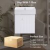 Modern Floating Bathroom Vanity With Ceramic Basin Perfect For Small Bathrooms, Left Side Storage - White - Image 14