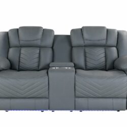 Raize - 10 Power Console Reclining Loveseat With LED - Gray