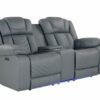 Raize - 10 Power Console Reclining Loveseat With LED - Gray - Image 4