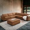 Brighton - Top Grain Leather 6 Pieces Modular Sectional With 1 Ottoman - Brown - Image 5