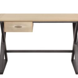 Danton - Aluminum Top Grain Leather Rectangular Writing Desk - Gold