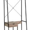 Metal Clothes Rack Open Wardrobe Free Standing With One Drawer Hanging Clothes Rod - Brown / Black Metal - Image 4
