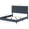 King Size Squares Upholstered Platform Bed - Navy Blue Denim - Image 4