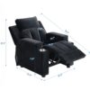 Kids Recliner Chair, Kids Upholstered Couch With One Cup Holder, Toddlers Recliner With Headrest And Footrest - Black - Image 17