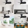 23" Bedroom Ceiling Fan With 3 Color Dimmable 3 ABS Blades Remote Control Dc Motor Black With 18W Led Light - Black - Image 4