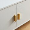 TV Stand Two Door Cabinet With Two Open Shelves With Metal Legs - White / Gold - Image 3