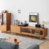 TV Cabinet With Chinese Changhong Glass Doors, Two Drawer Storage Space TV Standing - Cherry - Image 3