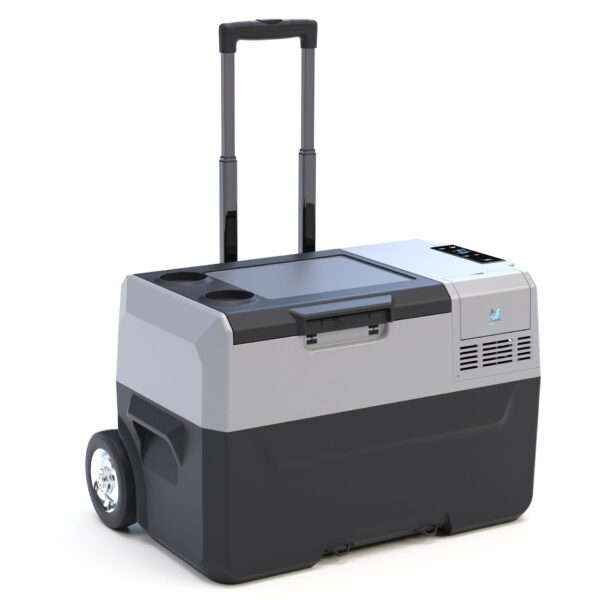 Car Freezer Portable Refrigerator Freezer With App Control And 6'' Off-Road Wheels, 12V, 45W Cooler Freezer, Low Noice - Antique White / Gray