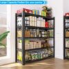 Tall Metal Shelves With 5 Removable Dividers Are High Capacity And Load Bearing For Garages, Kitchens And Offices - Black - Image 7