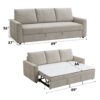 Leira - Linen Pull Out Sleeper Sofa - Beige - Image 7