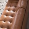 Mid-Century Tufted Leather Sofa - Cognac - Image 3