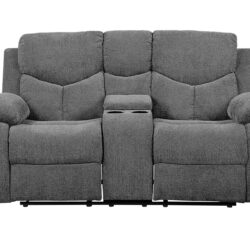 Kalen - Chenille Loveseat With Console - Gray