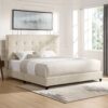 King Size Tufted Upholstered Platform Bed - Beige - Image 11