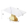 70.84" Modern Artificial Stone Panel Golden Stainless Steel Curved Legs, Can Accommodate 6-8 People - White / Gold - Image 9