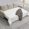 Leira - Linen Pull Out Sleeper Sofa - Beige - Image 3