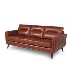 Mid-Century Leather Sofa - Light Brown