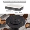 53.15" Round Modern Artificial Stone Carbon Steel Base Dining Table, Can Accommodate 6 People - Black / Gold - Image 4