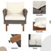 9 Piece Patio Rattan Furniture Set, Outdoor Conversation Set With Acacia Wood Legs And Tabletop, PE Rattan Sectional Sofa Set With Coffee Table, Washable Cushion - Beige - Image 6