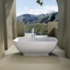 Freestanding Solid Surface Bathtub, Luxury Engineered Stone Resin Freestanding Soaking Bathtub With Overflow And Pop-Up Drain Cupc Certified, 22S04-67 - Matte White - Image 4