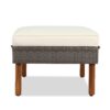 9 Piece Patio Rattan Furniture Set, Outdoor Conversation Set With Acacia Wood Legs And Tabletop, PE Rattan Sectional Sofa Set With Coffee Table, Washable Cushion - Beige - Image 9